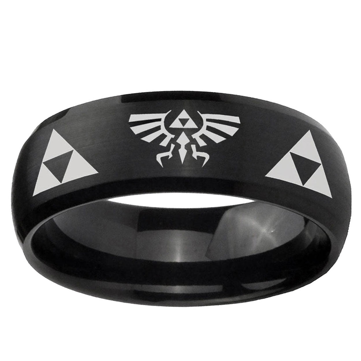 5MMLegend of Zelda Dome Brush Black Tungsten Mens Wedding Ring