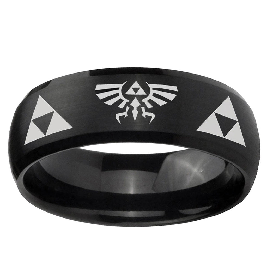 10mm Legend of Zelda Dome Brush Black Tungsten Ring