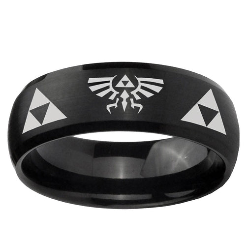 10mm Legend of Zelda Dome Brush Black Tungsten Ring