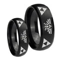 Legend of Zelda Dome Brush Black Tungsten Bridal Ring Sets