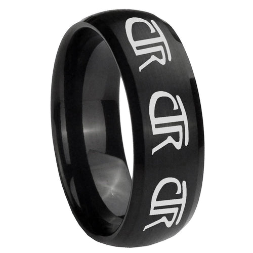 10mm Multiple CTR Dome Brush Black Tungsten Carbide Men's Promise Rings