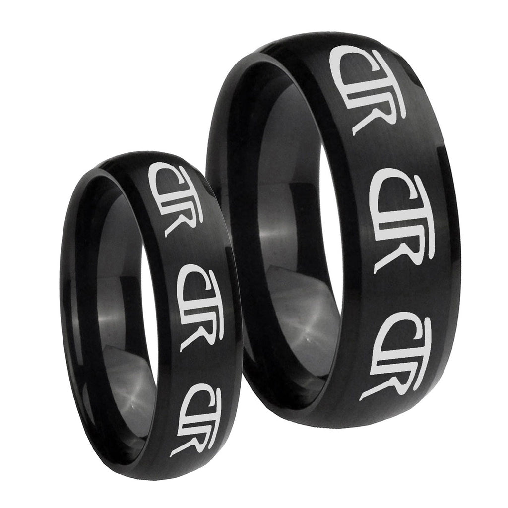 Multiple CTR Dome Brush Black Tungsten Matching Ring Set