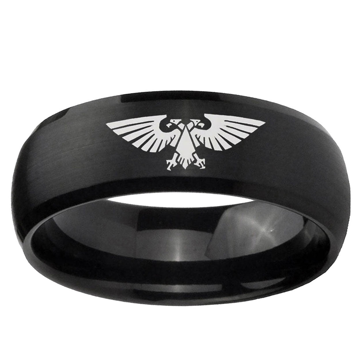 10mm Aquila Dome Brush Black Tungsten Ring