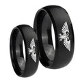 Aquila Dome Brush Black Tungsten Couple Wedding Rings