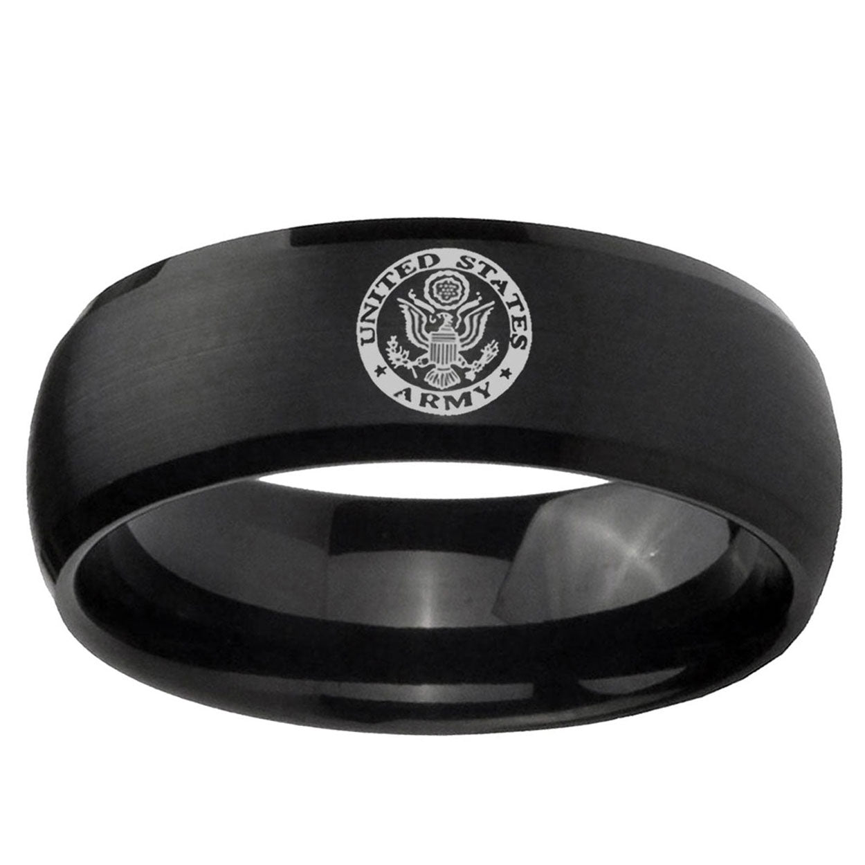 5MMU.S. Army Dome Brush Black Tungsten Carbide Engagement Ring