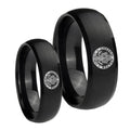 U.S. Army Dome Brush Black Tungsten His Hers Set Rings