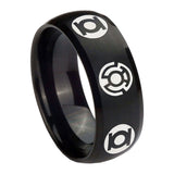 8mm Blue Green Lantern Dome Matte Black Tungsten Metal Ring