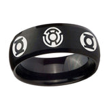 5, 8mm Blue Green Lantern Dome Matte Black Tungsten Metal Ring