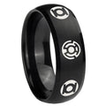 8MM Blue Green Lantern Dome Matte Black Tungsten Metal Ring
