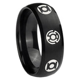 8mm Blue Green Lantern Dome Matte Black Tungsten Metal Ring