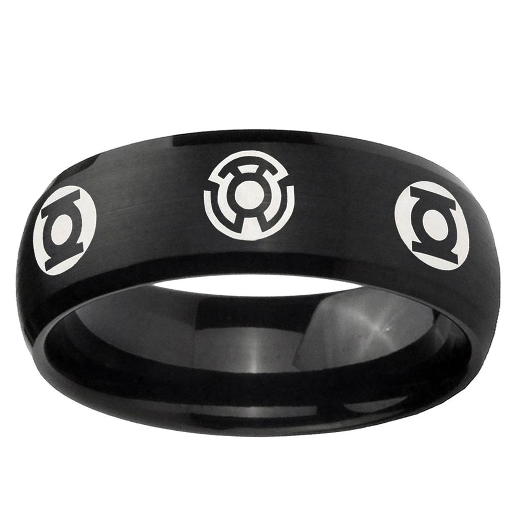 5MMBlue Green Lantern Dome Matte Black Tungsten Metal Ring