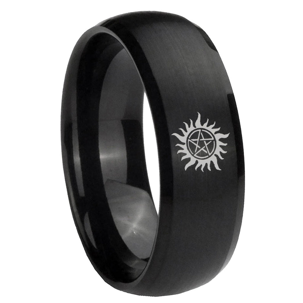8MM Supernatural Dome Matte Black Tungsten Men Ring