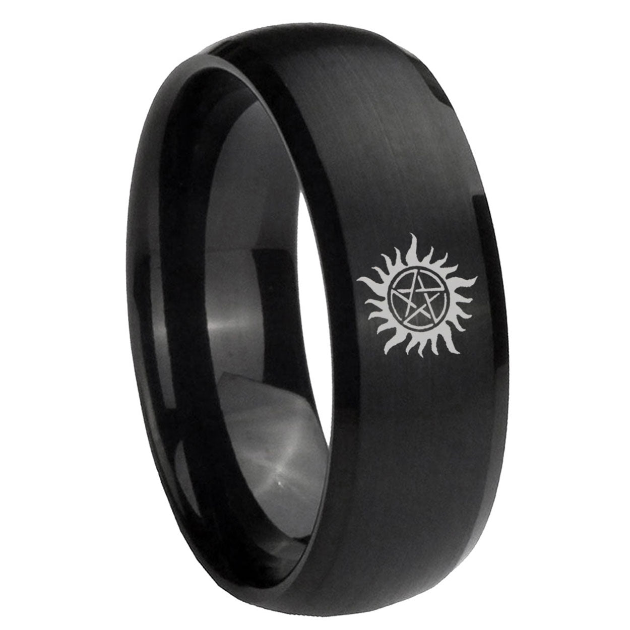 8MM Supernatural Dome Matte Black Tungsten Men Ring