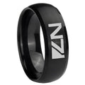 10mm N7 Design Dome Brush Black Tungsten Carbide Men's Engagement Band