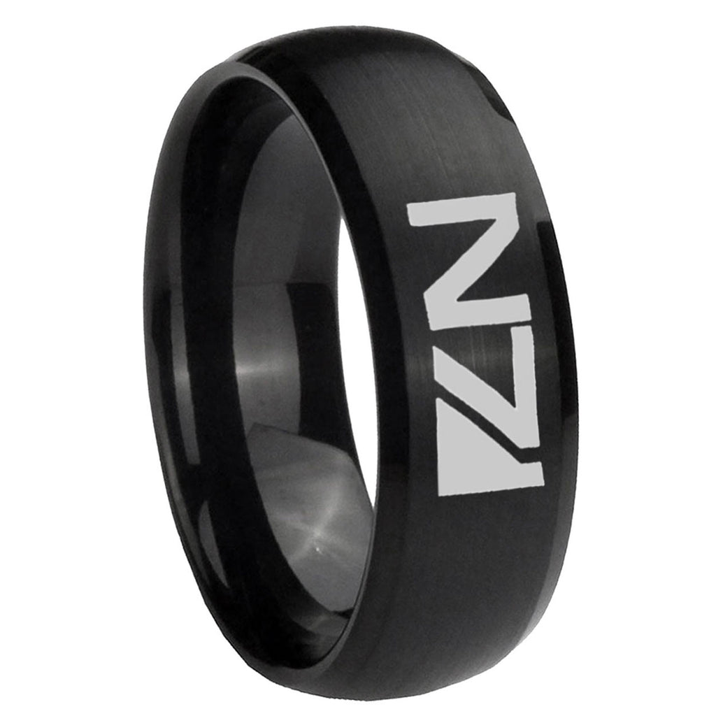 8MM N7 Design Dome Brush Black Tungsten Carbide Engagement Ring
