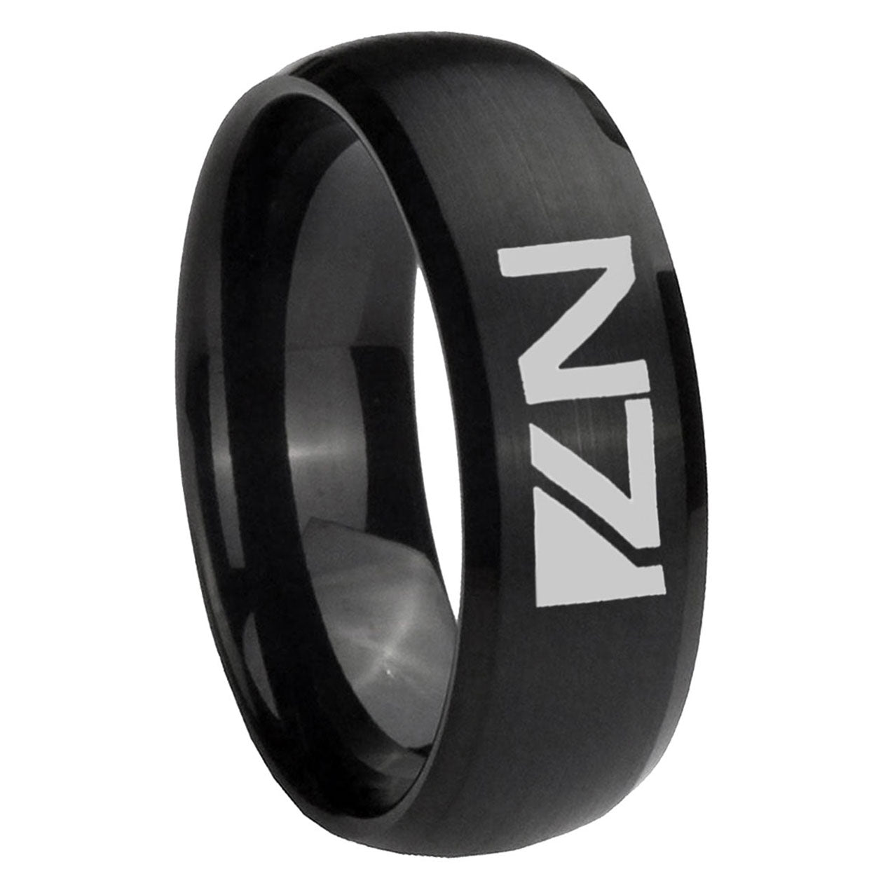 8MM N7 Design Dome Brush Black Tungsten Carbide Engagement Ring