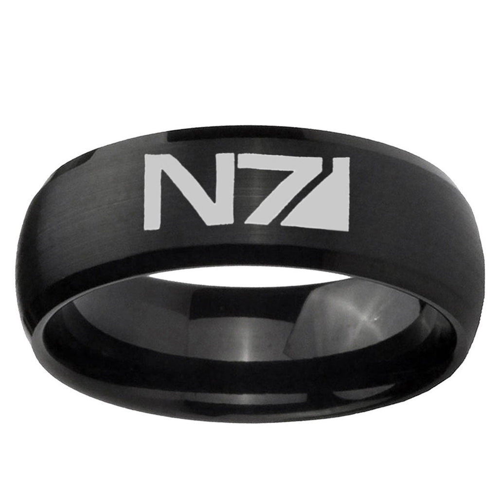 10mm N7 Design Dome Brush Black Tungsten Ring