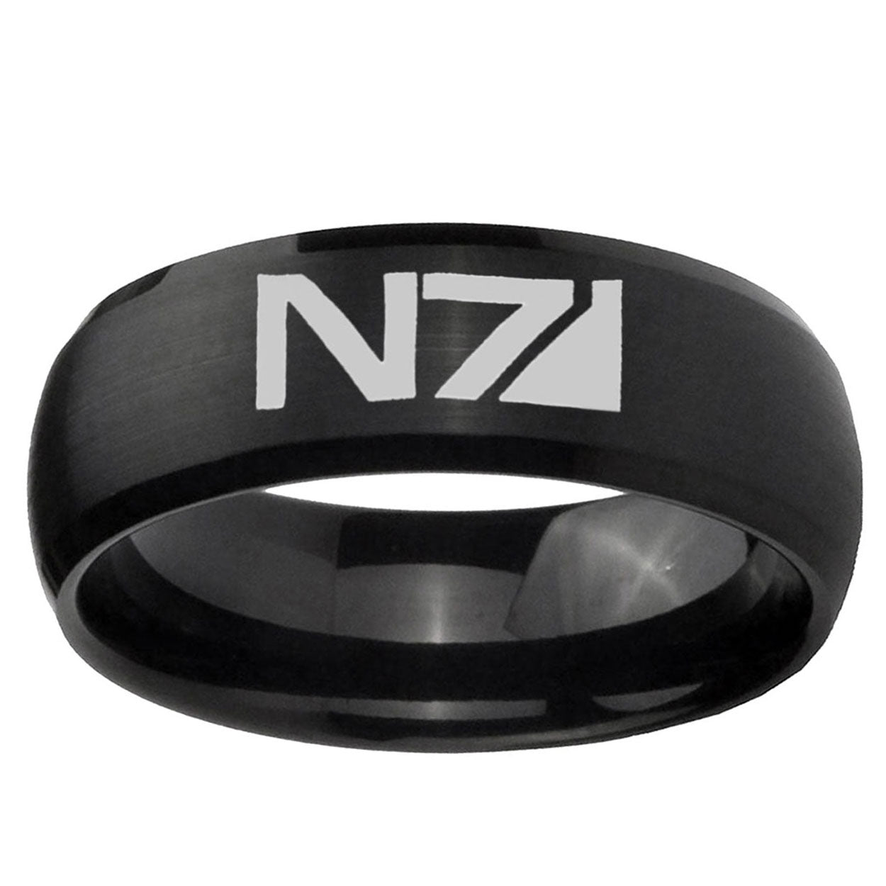 5MMN7 Design Dome Brush Black Tungsten Carbide Engagement Ring