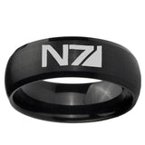 5, 8mm N7 Design Dome Brush Black Tungsten Ring
