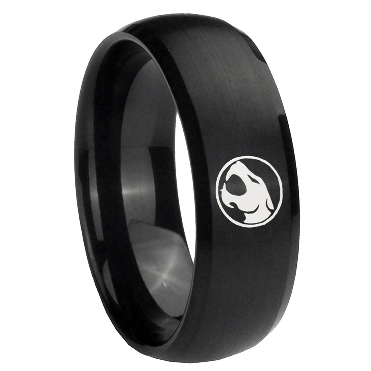 10mm Thundercat Dome Brush Black Tungsten Carbide Men's Ring