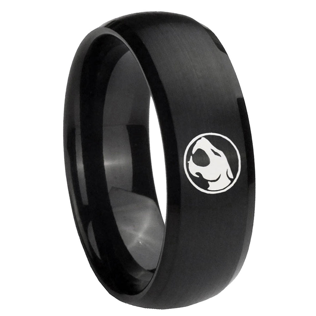 8MM Thundercat Dome Brush Black Tungsten Mens Engagement Band