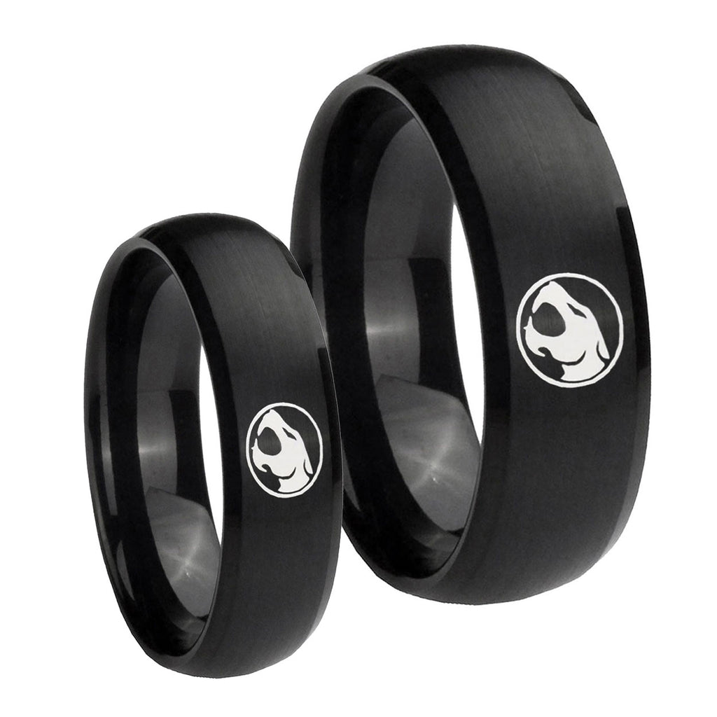 Thundercat Dome Brush Black Tungsten Couple Wedding Bands