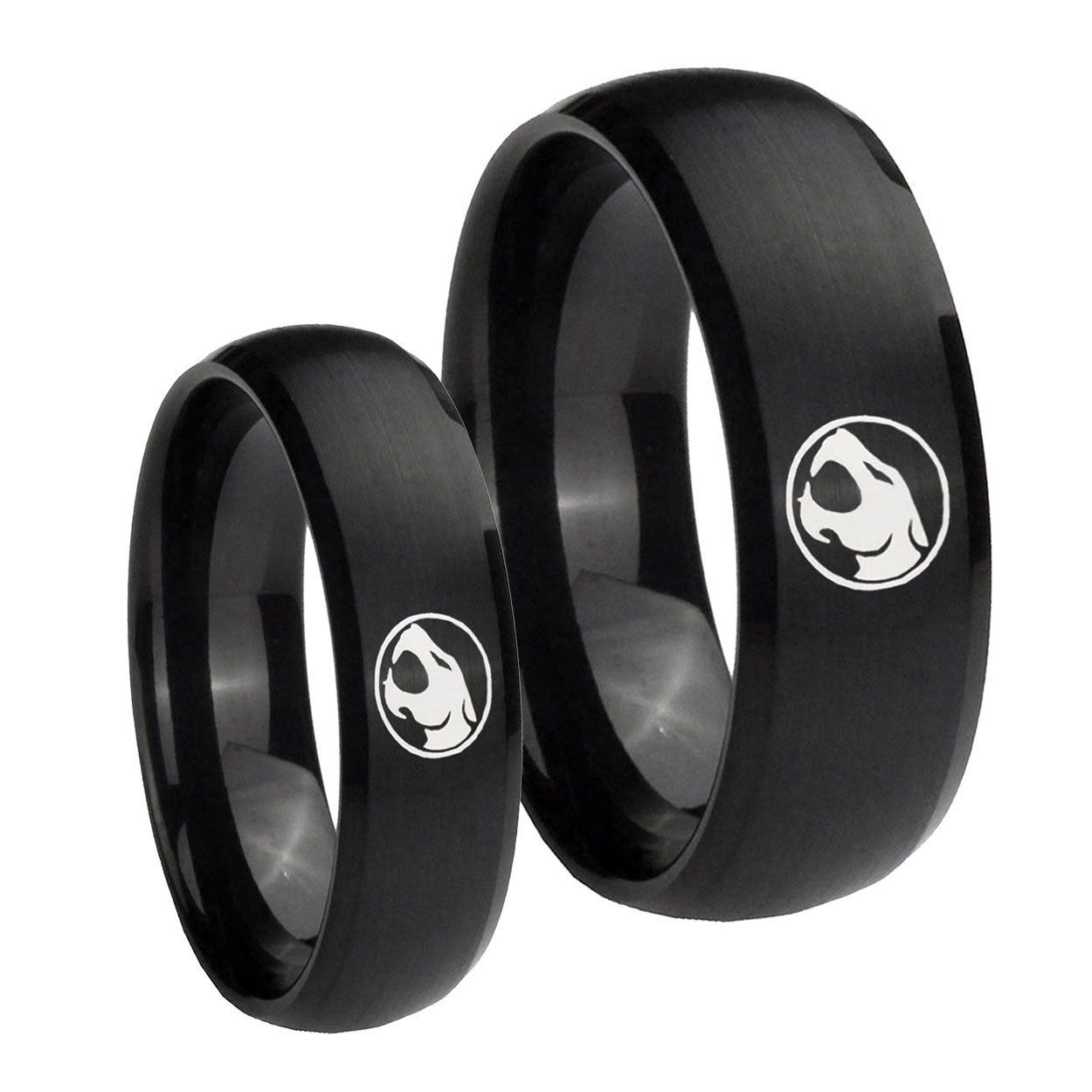 Thundercat Dome Brush Black Tungsten Couple Wedding Bands