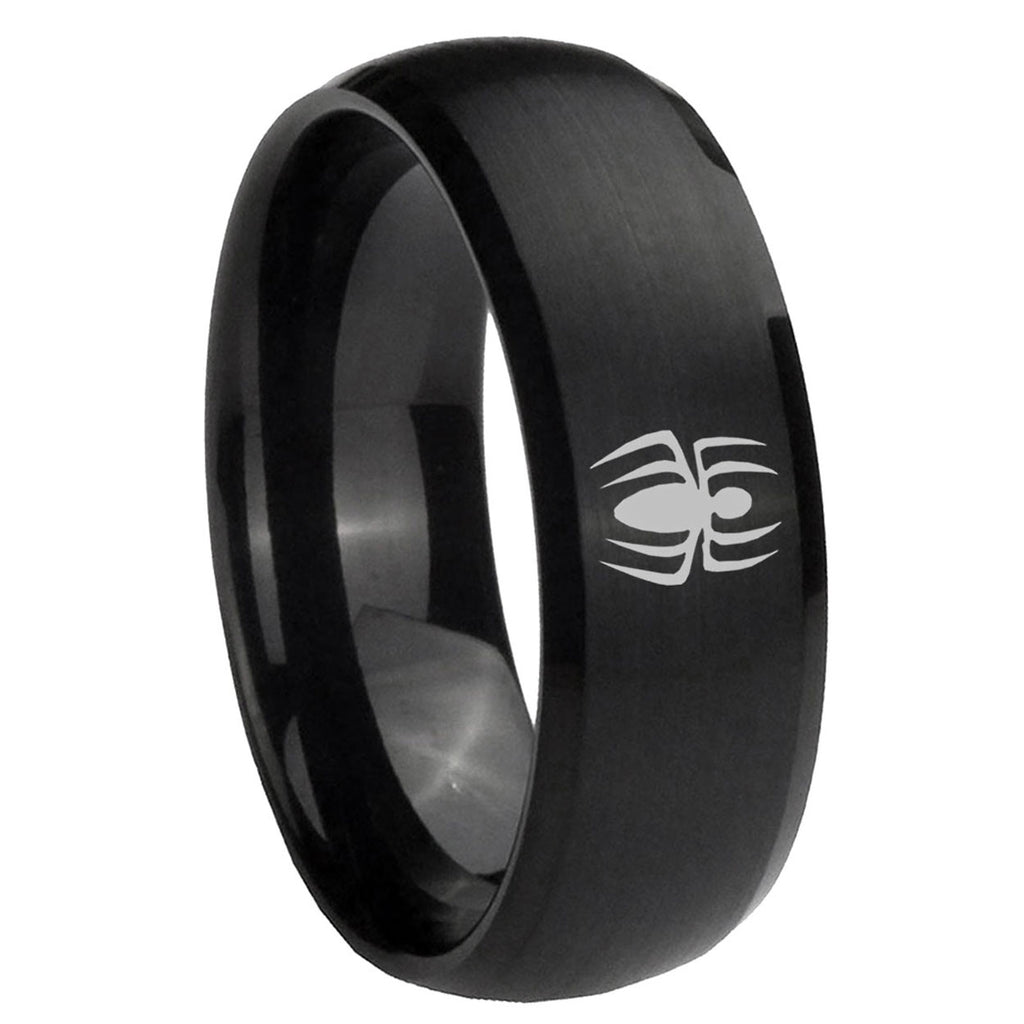 8MM Spiderman Dome Brush Black Tungsten Men's Wedding Ring