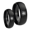 Spiderman Dome Brush Black Tungsten Couple Rings