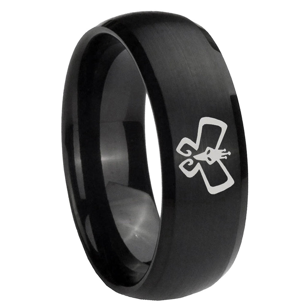 10mm Monarch Dome Brush Black Tungsten Carbide Mens Wedding Ring