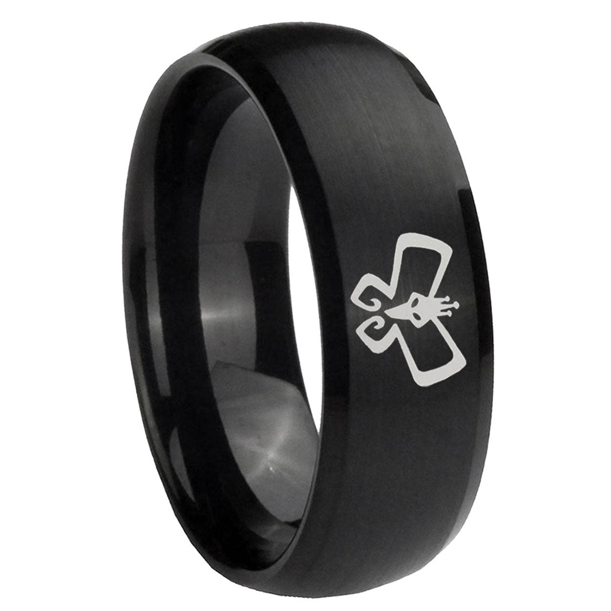 10mm Monarch Dome Brush Black Tungsten Carbide Mens Wedding Ring