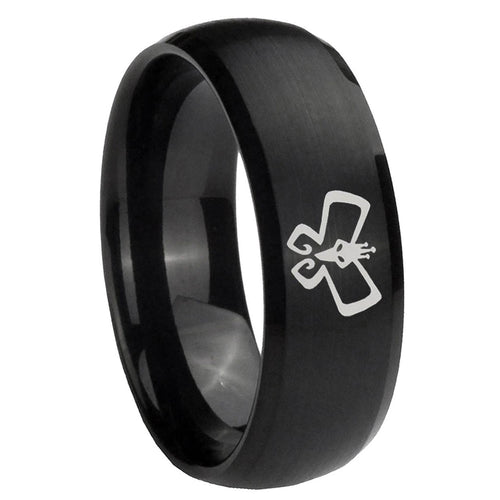 10mm Monarch Dome Brush Black Tungsten Carbide Mens Wedding Ring