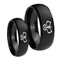 Monarch Dome Brush Black Tungsten Promise Ring Set