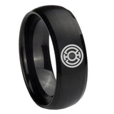 8mm Blue Lantern Dome Matte Black Tungsten Men Ring