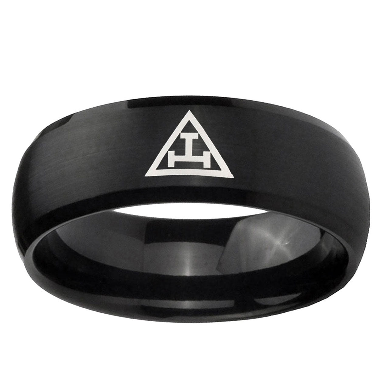 5MMMasonic Triple Dome Brush Black Tungsten Carbide Men's Ring
