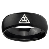 5, 8mm Masonic Triple Dome Brush Black Tungsten Ring