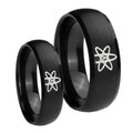 American Atheist Dome Brush Black Tungsten His Hers Set Rings
