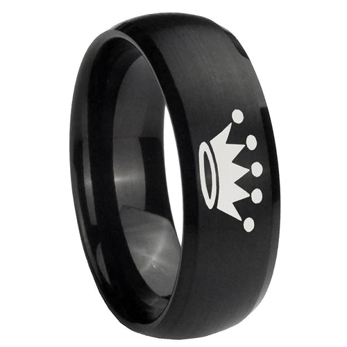 10mm Crown Dome Brush Black Tungsten Carbide Mens Promise Ring