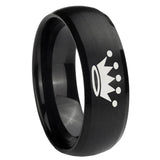 8mm Crown Dome Brush Black Tungsten Carbide Men's Engagement Band