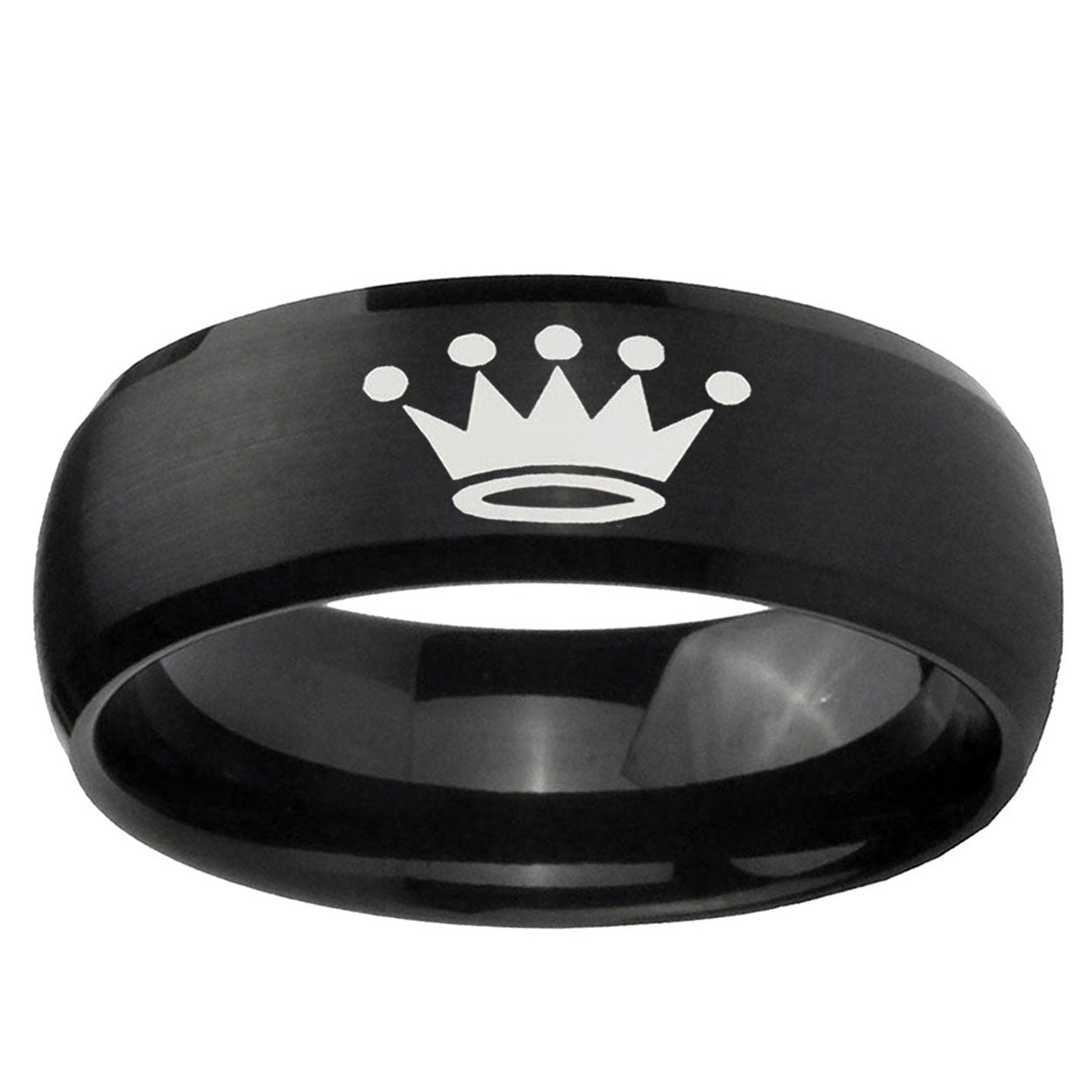 10mm Crown Dome Brush Black Tungsten Ring