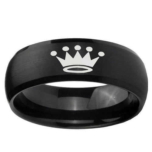 10mm Crown Dome Brush Black Tungsten Ring