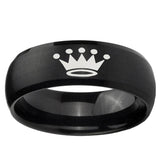 5, 8mm Crown Dome Brush Black Tungsten Ring
