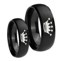 Crown Dome Brush Black Tungsten Mens Set Rings