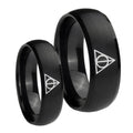 Deathly Hallows Dome Brush Black Tungsten Wedding Set Ring