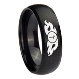 10mm-Flamed-Cross-Dome-Brush-Black-Tungsten-Carbide-Bands-Ring