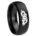 10mm Flamed Cross Dome Brush Black Tungsten Carbide Bands Ring