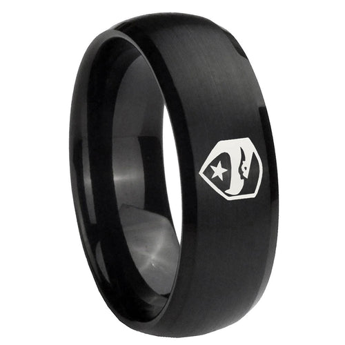 10mm GI Joe Eagle Dome Brush Black Tungsten Carbide Custom Mens Ring