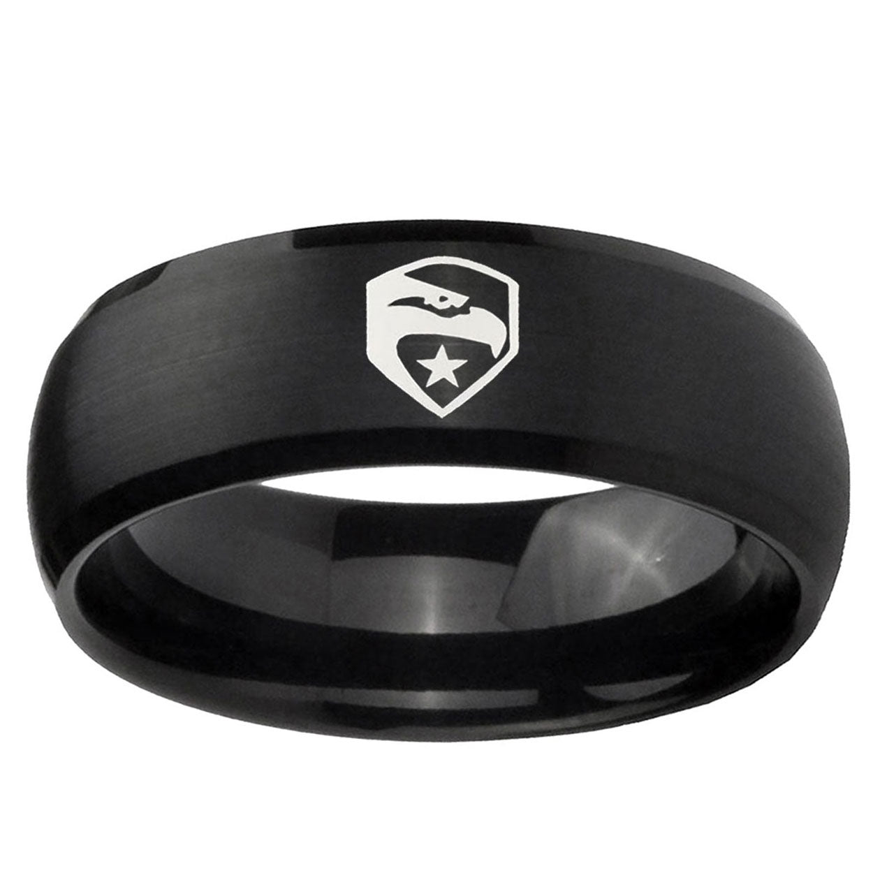 10mm GI Joe Eagle Dome Brush Black Tungsten Ring