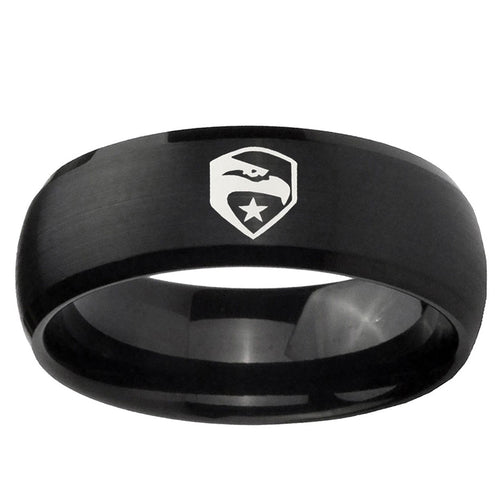 10mm GI Joe Eagle Dome Brush Black Tungsten Ring