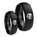 GI Joe Eagle Dome Brush Black Tungsten His Hers Ring Set